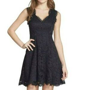 Shoshanna Cindy Lace Fit & Flare Dress‎ Black Eyelet Lace Size 2 NEW